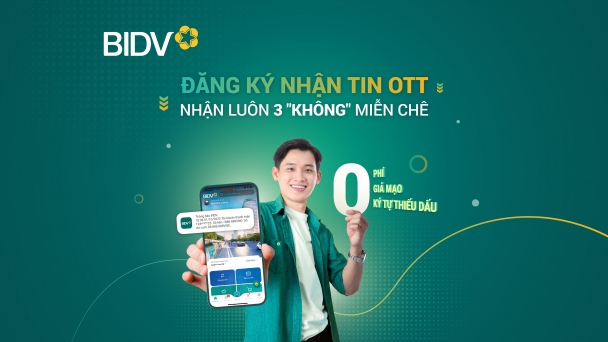 Nhận biến động số dư với mức phí 0 đồng tại ngân hàng BIDV