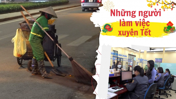 Những người lao động cần mẫn làm việc xuyên Tết