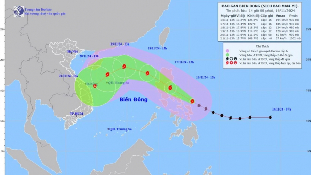 Bão Usagi suy yếu, bão Manyi khiến biển động dữ dội