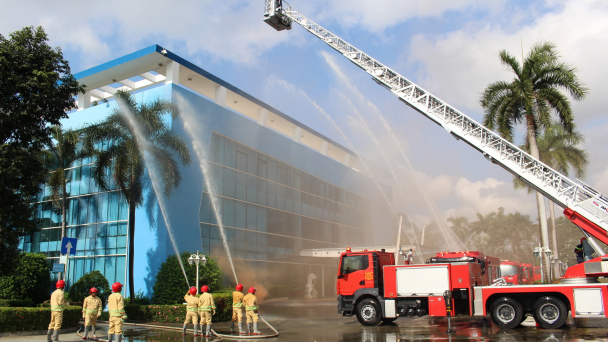 VWS phối hợp diễn tập chữa cháy và cứu hộ tại Đa Phước