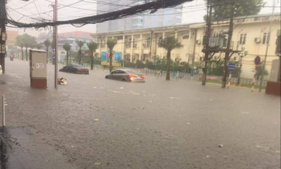 TP. Thái Nguyên lại chìm trong biển nước sau trận mưa kéo dài