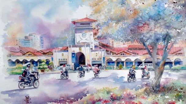 Cảnh sắc đô thị phương Nam qua nét vẽ Phạm Công Tâm