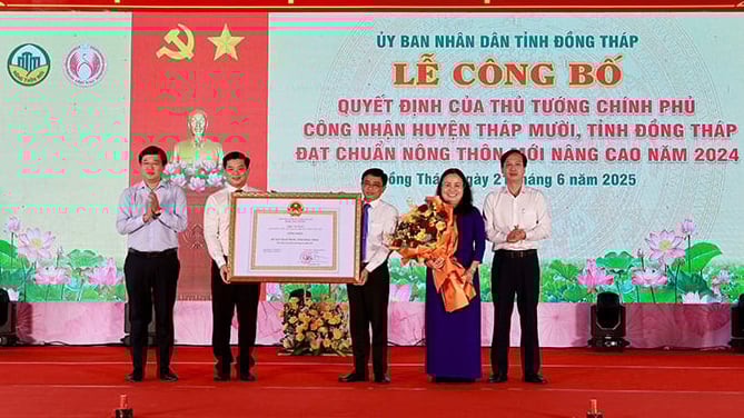 Đồng Tháp công bố huyện thứ hai đạt chuẩn nông thôn mới nâng cao