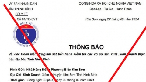 Giả danh Phó Giám đốc Sở Y tế tỉnh Ninh Bình yêu cầu kiểm tra các cơ sở kinh doanh
