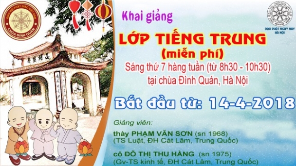 Hà Nội: Chùa Đình Quán mở lớp học tiếng Trung miễn phí 