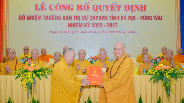 Trao quyết định bổ nhiệm Trưởng Ban Trị sự tỉnh Bà Rịa - Vũng Tàu