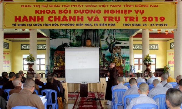 Khóa bồi dưỡng nghiệp vụ hành chính dành cho thư ký Ban trị sự Phật giáo tỉnh Đồng Nai 