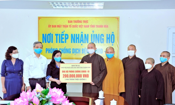 Phật giáo tỉnh Thanh Hóa ủng hộ 200 triệu đồng phòng, chống dịch COVID-19