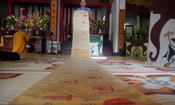 Phát hiện điệp sớ dài 12m với 5.000 kí tự ở chùa cổ nhất Tây Nguyên