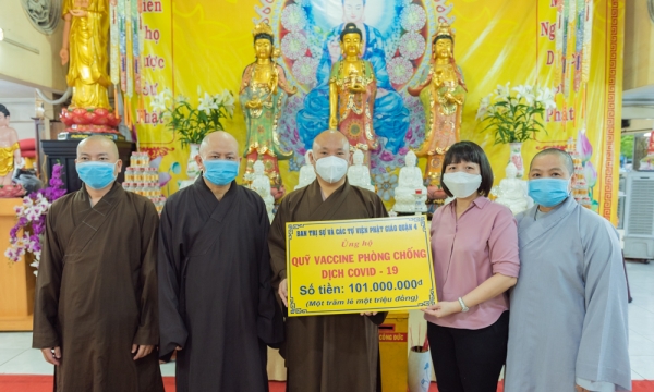 Phật giáo quận 4 ủng hộ hơn 100 triệu cho Quỹ vắc xin phòng, chống COVID-19