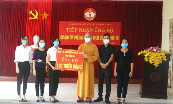 Phật giáo tỉnh Yên Bái đóng góp 100 triệu đồng ủng hộ công tác phòng, chống dịch COVID-19