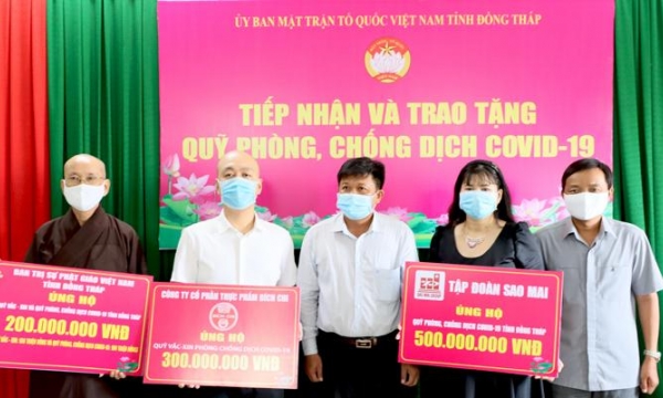Phật giáo tỉnh Đồng Tháp ủng hộ cho Quỹ vắc xin phòng, chống Covid-19