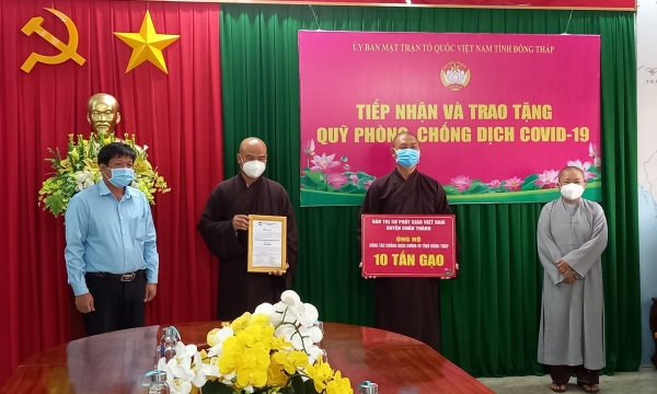 Phật giáo huyện Châu Thành, Đồng Tháp ủng hộ 10 tấn gạo