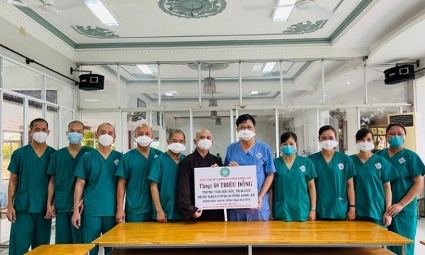Phật giáo Long An ủng hộ 50 triệu đồng cho hoạt động của y bác sĩ tuyến đầu