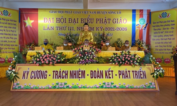 Ban Trị sự Phật giáo huyện Sông Lô tổ chức Đại hội Đại biểu Phật giáo, nhiệm kỳ 2021 – 2026