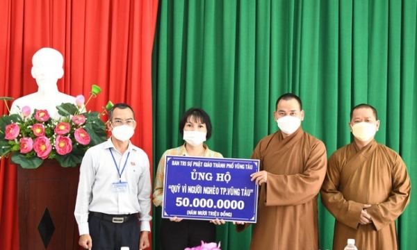 Ban Trị sự Phật giáo TP.Vũng Tàu ủng hộ 50 triệu đồng đến quỹ vì người nghèo