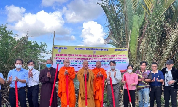 Khởi công xây cầu dân sinh chào mừng Đại hội Phật giáo tỉnh Trà Vinh