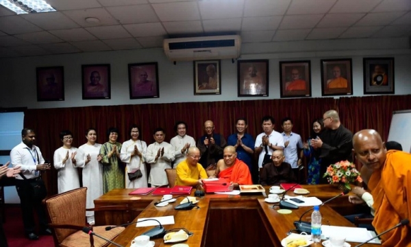 Ký kết ghi nhớ giữa Trường Đại học Phật học và Pali (Sri Lanka) với Học viện Phật giáo VN tại TP.HCM
