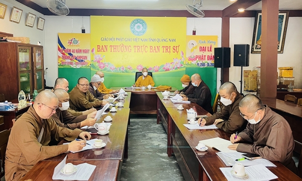 Ban Thường trực Ban Trị sự Phật giáo tỉnh Quảng Nam họp rà soát công tác tổ chức Đại lễ Phật đản PL. 2566