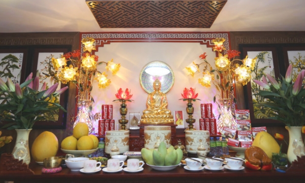 Cách bài trí bàn thờ Phật đẹp đẽ trang nghiêm và an vị bát hương thờ Phật