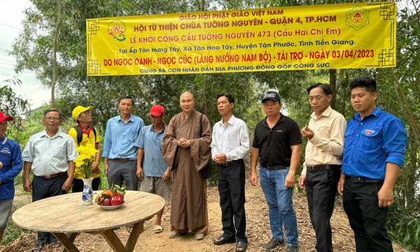 Hội Từ thiện chùa Tường Nguyên khởi công 3 cầu giao thông nông thôn tại tỉnh Tiền Giang và Long An
