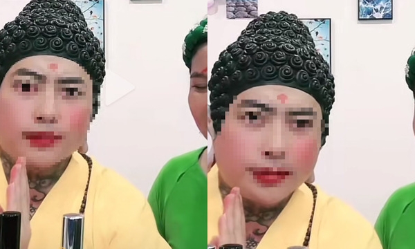 Hóa trang thành Đức Phật livestream bán hàng trên TikTok khiến dân mạng bức xúc