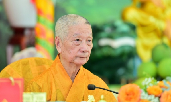 Trưởng lão Hòa thượng Thích Trí Quảng thuyết giảng ở Học viện Phật giáo VN tại TP.HCM