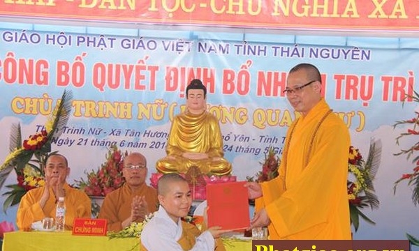 Thái Nguyên: Bổ nhiệm trụ trì chùa Hương Quang (Trinh Nữ)