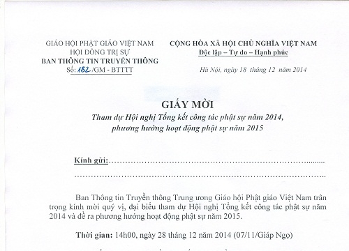 Hà Nội, Tp.HCM: Ngày 28/12/2014, Ban TTTT T.Ư tổ chức Hội nghị tổng kết công tác phật sự 2014