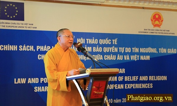 HT.Thích Gia Quang Phó Chủ tịch HĐTS tham luận tại Hội thảo Quốc tế về các vấn đề tôn giáo