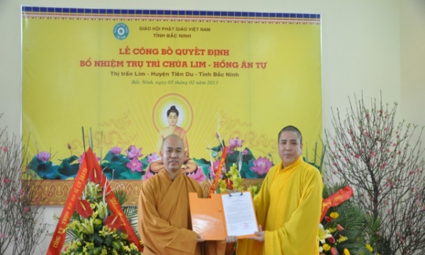 Bắc Ninh: Bổ nhiệm trụ trì chùa Lim