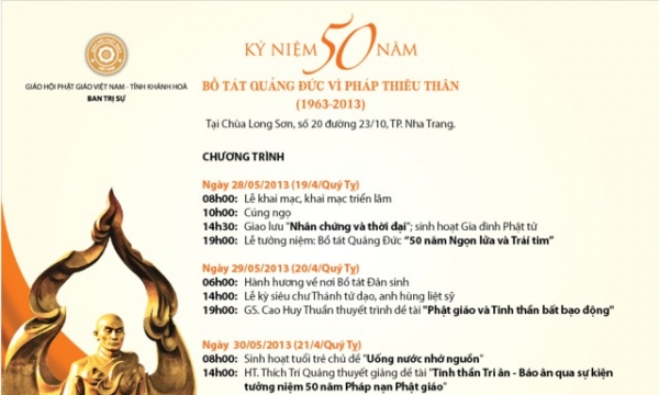 Khánh Hòa: Chương trình Kỷ niệm 50 năm Bồ tát Thích Quảng Đức vì pháp thiêu thân
