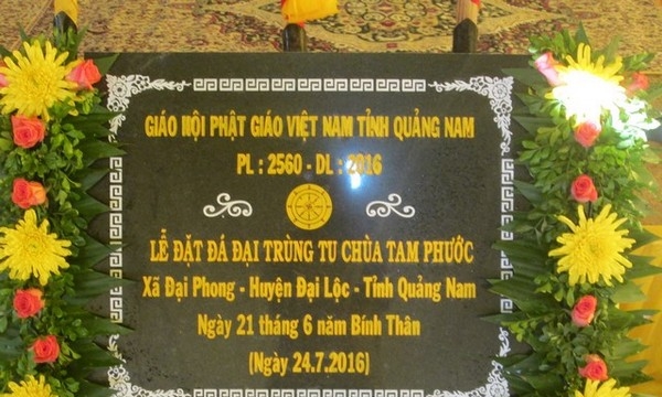 Quảng Nam: Lễ đặt đá xây dựng chùa Tam Phước