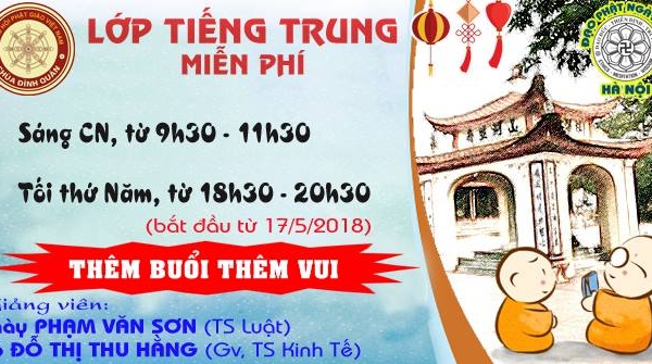 Chùa Đình Quán mở lớp học tiếng Trung miễn phí tại Hà Nội