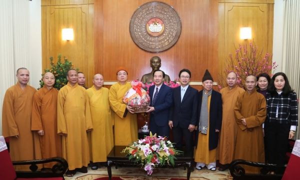 Trung ương Giáo hội Phật giáo Việt Nam thăm, chúc Tết UBTƯ MTTQ Việt Nam
