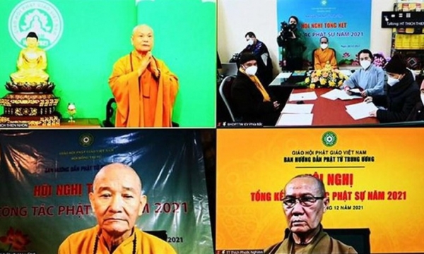 Ban Hướng dẫn Phật tử Trung ương họp trực tuyến tổng kết Phật sự năm 2021