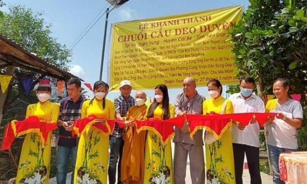 Tịnh xá Ngọc Duyên khánh thành cầu dân sinh tại huyện Cái Bè, tỉnh Tiền Giang