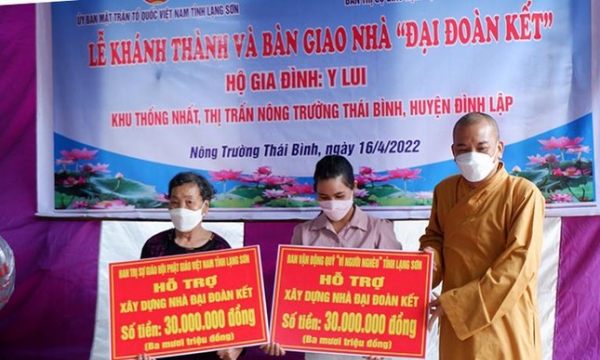 Ban Trị sự Phật giáo tỉnh Lạng Sơn tổ chức lễ khánh thành và bàn giao nhà Đại đoàn kết