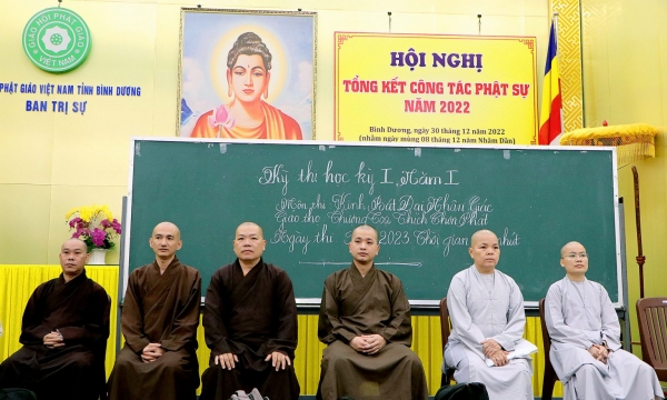 Bình Dương: Trường Trung cấp Phật học tổ chức thi học kỳ I cho Tăng Ni sinh khoá VI (2022-2025)