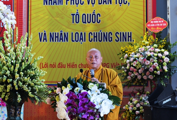 Hòa thượng Thích Gia Quang tán thán công đức của Ni trưởng Thích Đàm Nhâm – trụ trì chùa Liên Đàm và các tập đoàn, các nhà hảo tâm, các Phật tử gần xa đã đóng góp tài vật, vật lực xây dựng ngôi già lam tố hảo như ngày hôm nay. Hòa thượng cũng cám ơn các cấp Đảng, chính quyền tạo mọi điều kiện thuận lợi để nhà chùa hoàn thành công việc tôn tạo, tu bổ ngôi chùa khang trang, đẹp đẽ như tên gọi Liên Đàm, đáp ứng nhu cầu tín ngưỡng tâm linh của đồng bào Phật tử trong và ngoài địa phương…