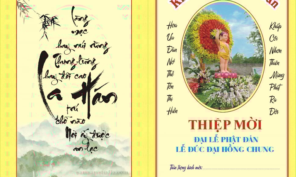 Thiệp mời: Dự lễ Phật Đản sinh và lễ đúc đại hồng chung