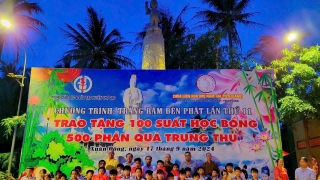 H.Chợ Gạo: Chùa Liên Hoa tổ chức chương trình “Trăng Rằm Bên Phật”, trao 100 suất học bổng đến các em học sinh