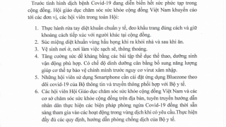 6 khuyến cáo của Hội Giáo dục Chăm sóc sức khỏe cộng đồng Việt Nam phòng, chống dịch Covid-19