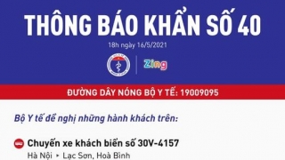 Bộ Y tế thông báo KHẨN tìm người đi trên chuyến xe khách 30V-4157 đi tuyến Hà Nội- Lạc Sơn