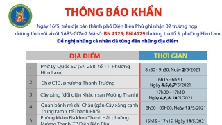 TP Điện Biên Phủ tìm khẩn người tới loạt địa điểm liên quan 2 ca dương tính