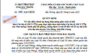 Bắc Giang: Giảm giãn cách từ Chỉ thị 15 sang Chỉ thị 19 ở 2 huyện và 15 xã, thị trấn