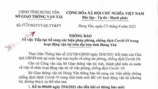 Hưng Yên: Tạm dừng hoạt động vận tải vì dịch COVID-19