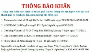 Hà Nội thông báo KHẨN tìm người đến các địa điểm liên quan ca mắc COVID-19