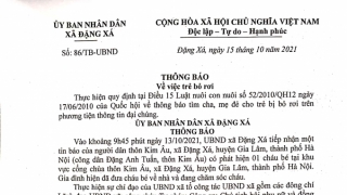 Thông báo: Về việc trẻ bỏ rơi tại huyện Gia Lâm, Hà Nội