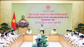 Thủ tướng Chính phủ Phạm Minh Chính chủ trì Hội nghị trực tuyến toàn quốc triển khai thực hiện sắp xếp đơn vị hành chính cấp huyện, cấp xã